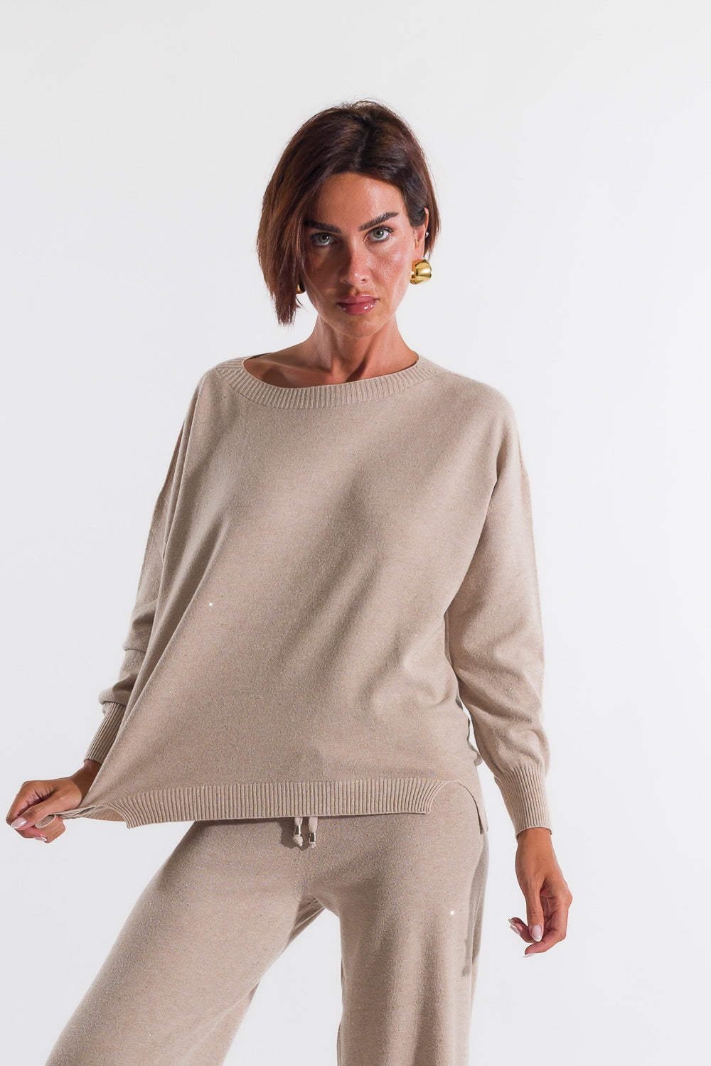 Kontatto - Maglia girocollo con paillettes