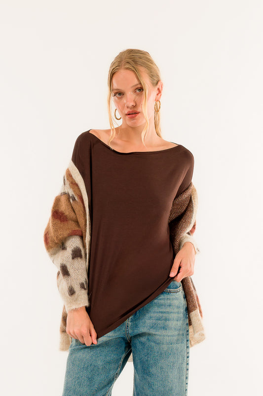 Kontatto - Maglia a barca con spacchetti