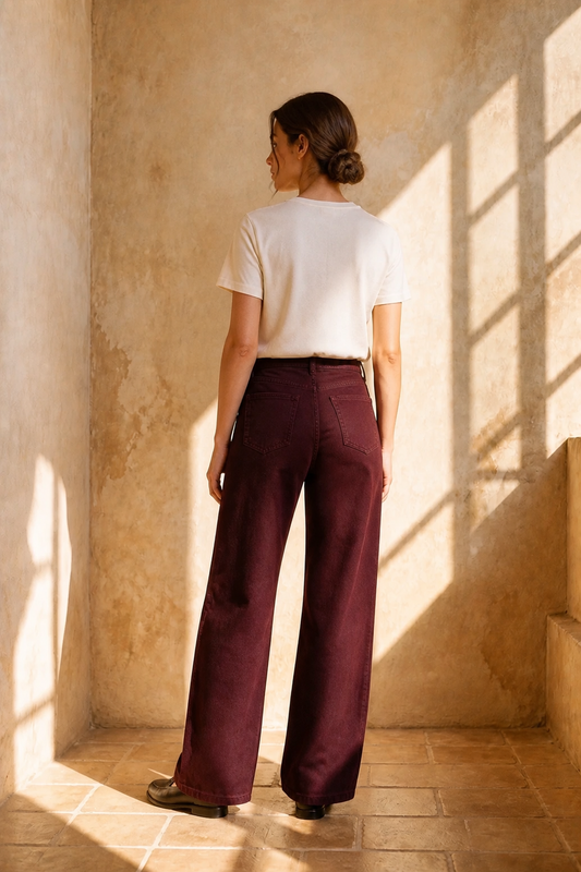 Eco - Jeans baggy melanzana